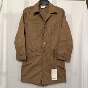 Trave Portia Romper Womens Size XS Blonde Brown Denim Long Sleeve‎ Utility NWT